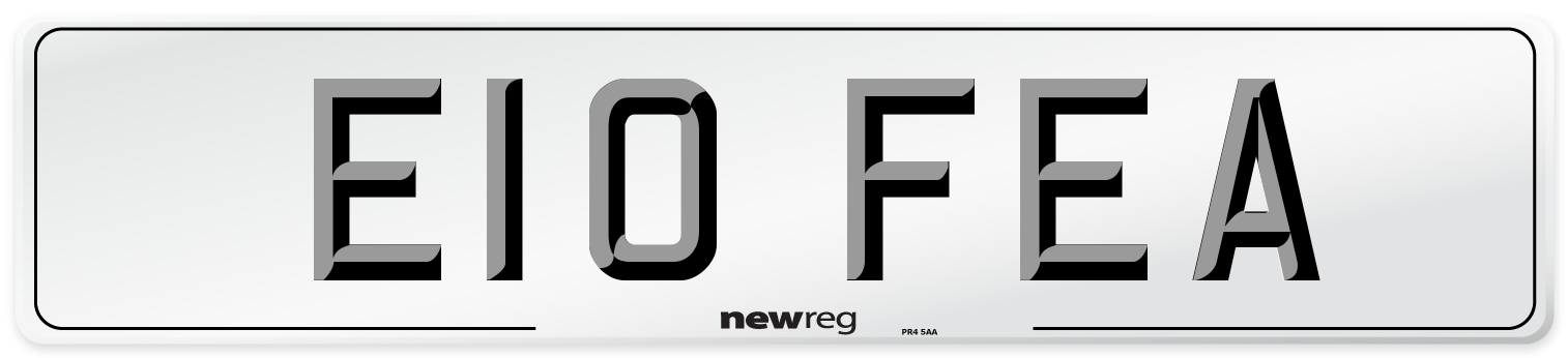 E10 FEA Number Plate from New Reg